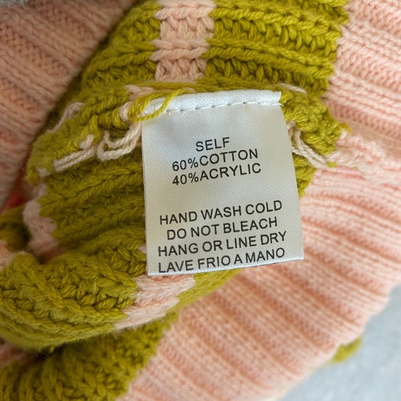 Easel Patchwork Striped Half Zip Sweater Women S Pink Olive Colorblock Funky NWT - Picture 8 of 11